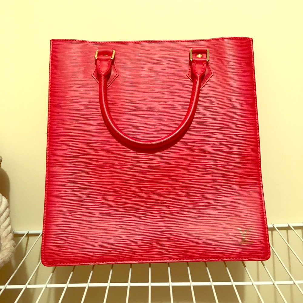 Authentic Louis Vuitton Sac Plat Epi Rouge Tote